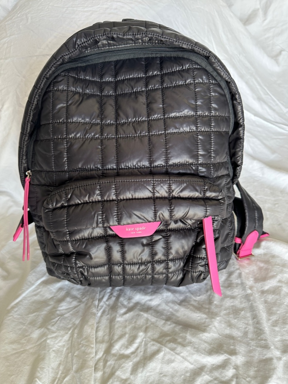 kate spade Black Quilted Backpack with Pink Accents